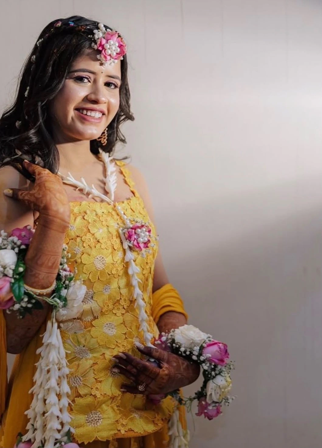 Customer wearing a custom outfit by Outfits by Deepshikhaa